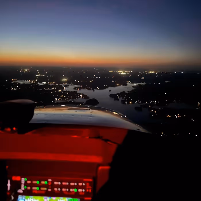 Student pilot flying over Lanett in a Cessna 172