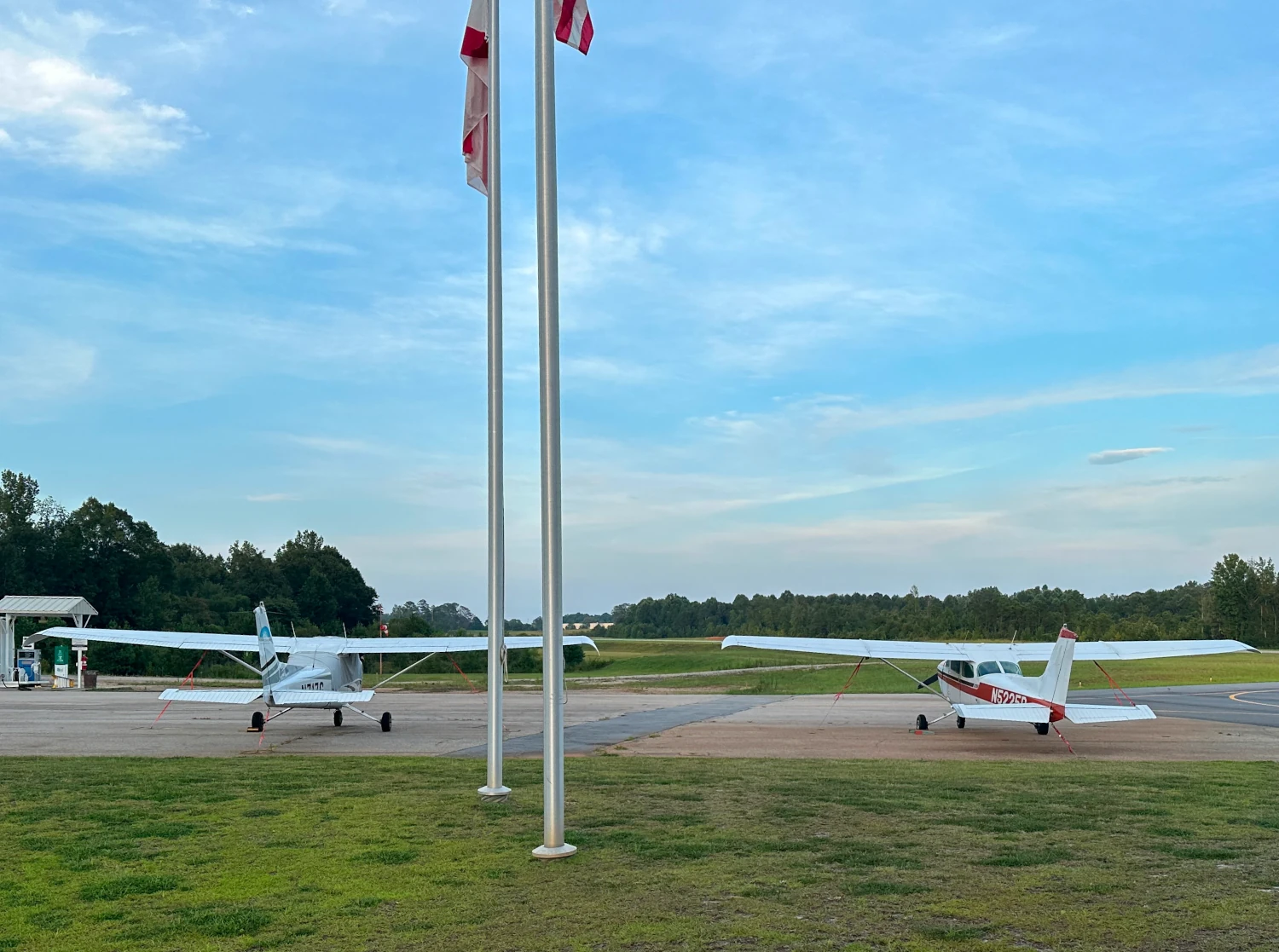 Two Cessna training aircraft on the ramp at Lanett Municipal Airport